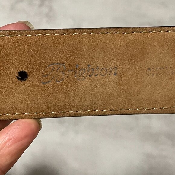 Brighton B60113 Black Patent Leather Crystal Stud Medallion Station Belt 46" - Picture 9 of 10